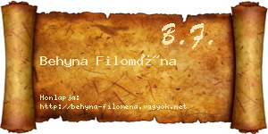 Behyna Filoména névjegykártya